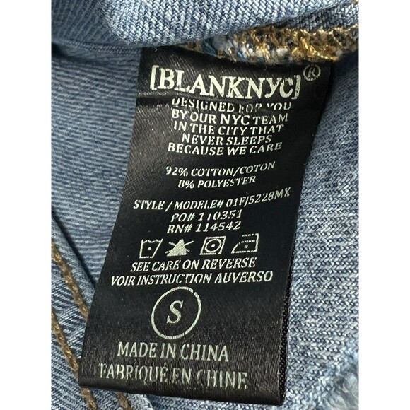 Blank NYC Heavily Distressed Raw Hem Denim Jean Jacket Women's Size Small - Picture 10 of 10